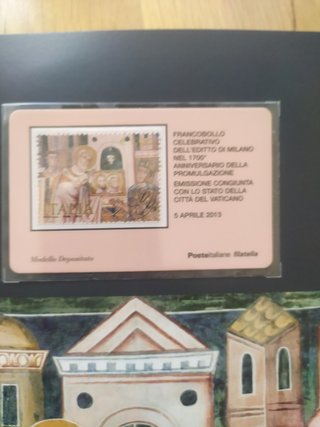 Carpeta Filatélica Edicto de Milán Italia-Vaticano