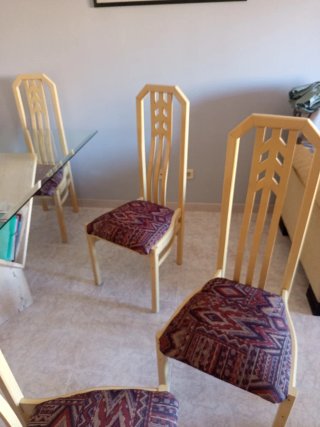 6 Sillas de Comedor Madera y Tapizado
