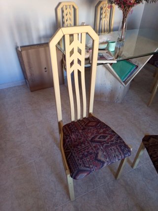 6 Sillas de Comedor Madera y Tapizado