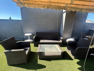 Conjunto Sofás Jardín Ratán Marrón con almacenaje
