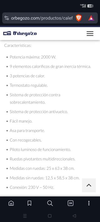 Orbegozo Radiador Aceite Portátil 2000W