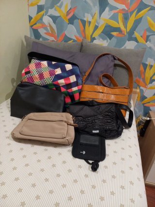 Lote 5 Bolsos Mujer Negro y Multicolor