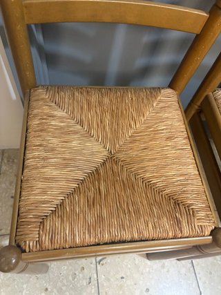 Sillas de madera y mimbre (4 unidades)