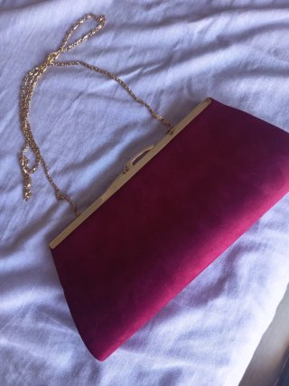 Bolso fiesta burdeos bordado cadena dorada