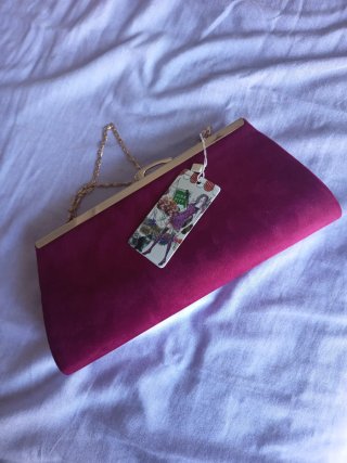 Bolso fiesta burdeos bordado cadena dorada