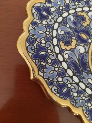 Conjunto Cerámica Artística Cercolón Azul Dorado