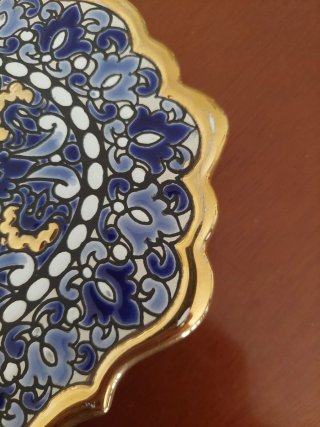 Conjunto Cerámica Artística Cercolón Azul Dorado