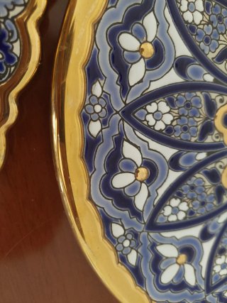 Conjunto Cerámica Artística Cercolón Azul Dorado