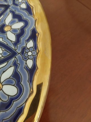 Conjunto Cerámica Artística Cercolón Azul Dorado