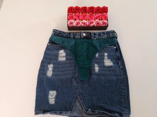 Falda tejana H&M con tanga verde