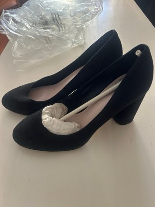 Zapatos tacón ancho ante negro T36