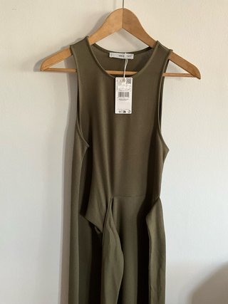 Vestido Mango nudo verde kaki Talla S