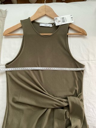 Vestido Mango nudo verde kaki Talla S