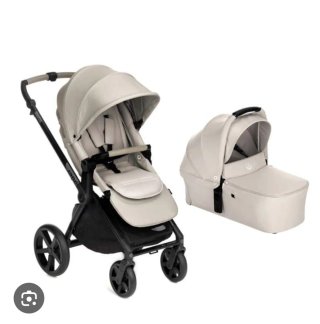 Carrito de bebé y capazo color beige