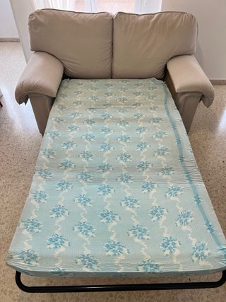 Sofá cama 2 plazas beige 147x90x82