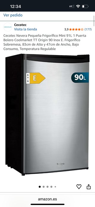 Nevera Cecotec Mini 91L Inox