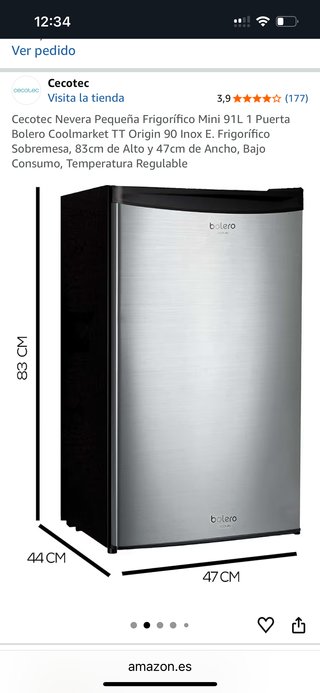 Nevera Cecotec Mini 91L Inox