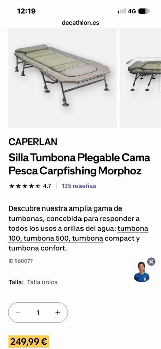 Cama Camping Caperlan Plegable
