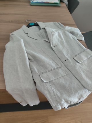 Traje de lino gris para niño T.10