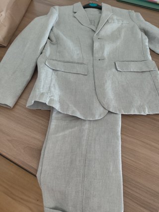 Traje de lino gris para niño T.10