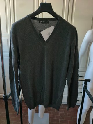 Maglia Uomo Frans Molenaar Tg L Grigio 80% Lambswool Lana Agnello Scollo V Nuova