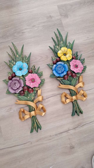 Pareja ramos flores pintados a mano