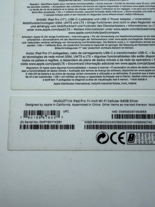 Apple iPad Pro 11” 1ra gen. 64gb wifi + celular