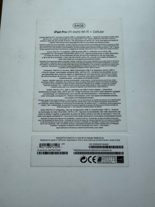 Apple iPad Pro 11” 1ra gen. 64gb wifi + celular