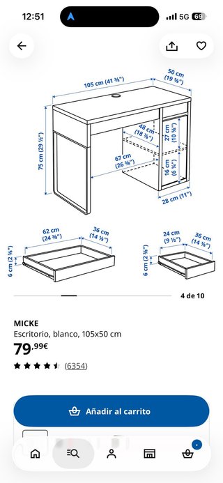 Escritorio Blanco Ikea micke