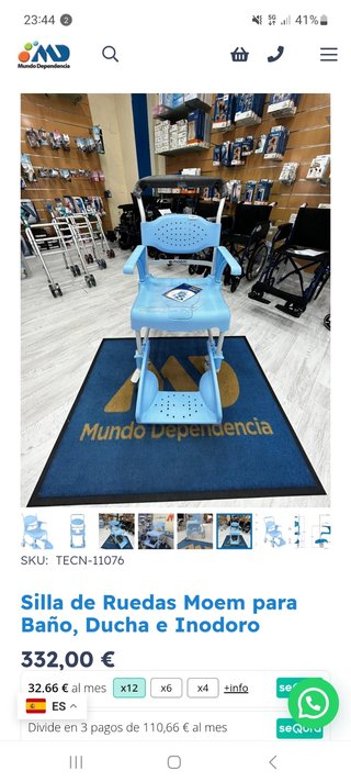 Silla WC y ducha con ruedas a estrenar