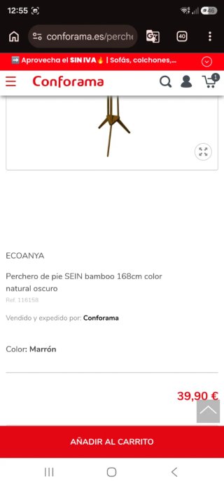Perchero de pie SEIN Conforama Bambú 168cm