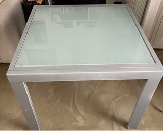 Tavolo pranzo 90x90 cm metallo e vetro