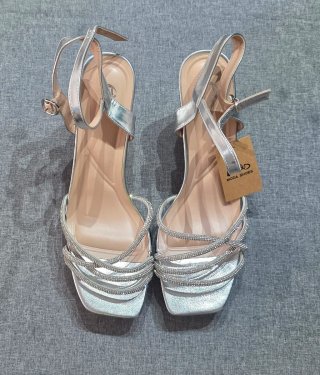 Sandalias Moda Shoes Plata Talla 41