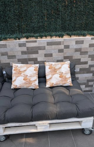 Conjunto sillones palets exterior 120x120cm.