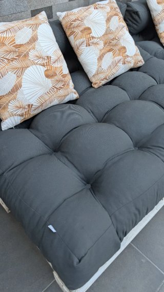Conjunto sillones palets exterior 120x120cm.