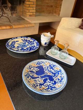 Lote 2 Piatti Decorativi Ceramica Blu