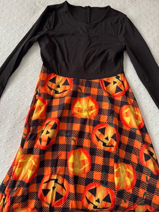Vestido Halloween Calabazas Naranja Negro