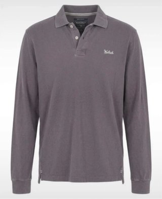 Polo Woolrich Uomo Manica Lunga Grigio Taglia L