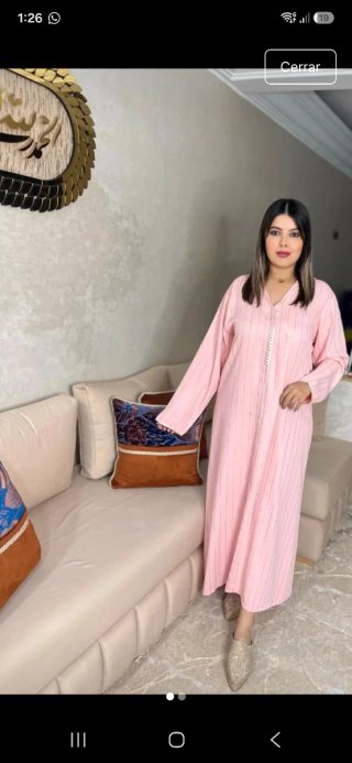 Chelaba elegante rosa talla única