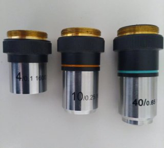 Lote 3 objetivos Ura Technic microscopio