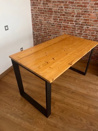 Mesa comedor madera y forja
