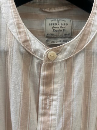 Camisa Sfera Lino Algodón Rayas M