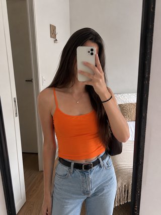 Top Promod Elástico Mujer Talla L Naranja