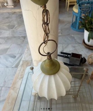 Lampada da soffitto vintage in vetro e metallo