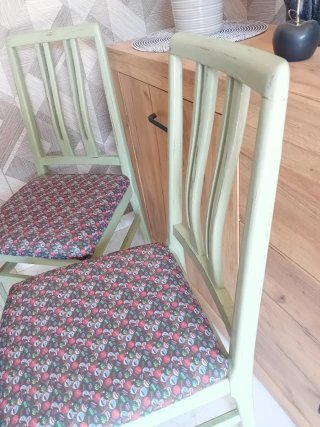 2 Sedie Shabby Vintage in Legno Massello Verde