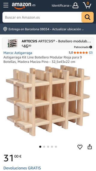 Botellero de madera modular