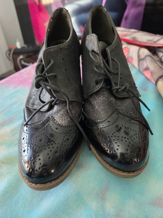 Zapatos Kulie Mujer Blucher/Oxford Negro/Plata