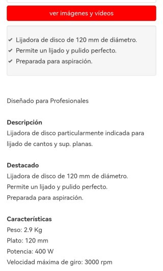 Lijadora stayer de disco de 120 mm