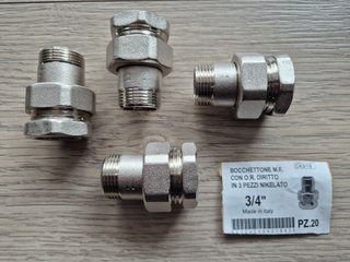 Raccordo Bocchettone 3 Pezzi M-F 3/4 (4pz)