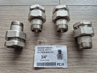 Raccordo Bocchettone 3 Pezzi M-F 3/4 (4pz)